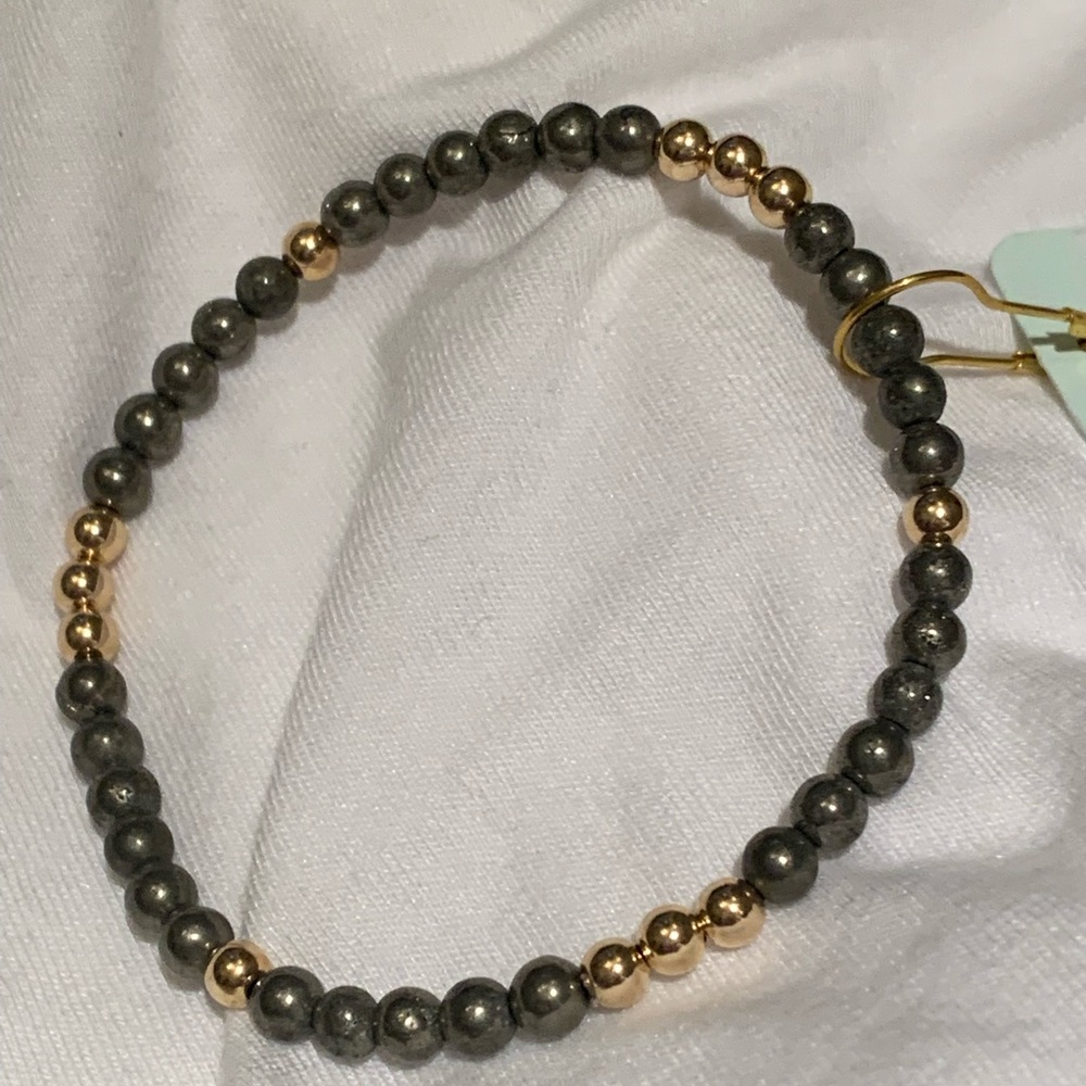 ENewton pyrite and gold stretchy bracelet